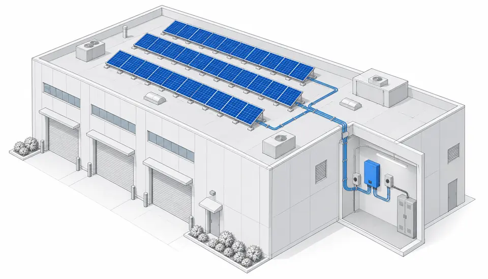 Concept illustration of on-site solar infrastructure